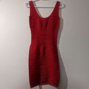 Sleeveless Red Fitted Texturized Mini Dress
